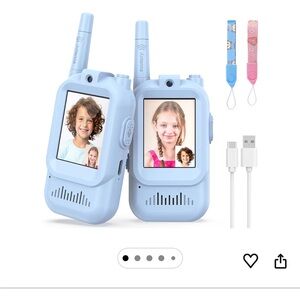 Blue Kids Walkie Talkies with Screen